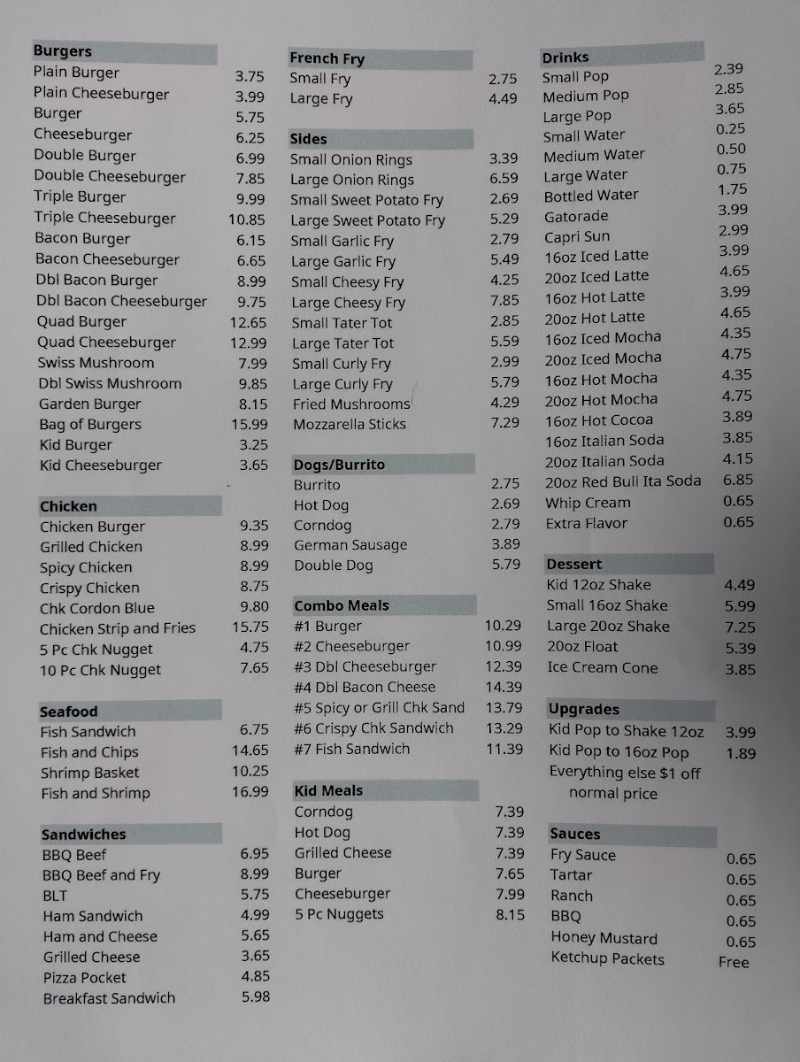 Dusty's In-N-Out Menu - Image 1